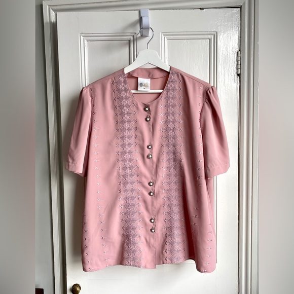 C&A Tops - C&A Vintage Blouse UK 18 Pink/Cottagecore/Royalcore/Ethereal/Fairycore/Angelcore